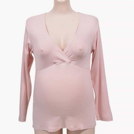 Women's Maternity Top & Bottom Loungewear Innerwear Set (Free Size) Peach Skin