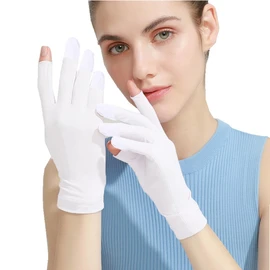 SIQITECH Half Finger Gloves, UV Protection, Women's, Summer, Sunscreen, Driving Gloves, Short, 2 Finger Out, Sweat Absorbent, Quick Drying, Anti-Slip, For Work / Driving / Cycling, white