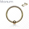 PiercedOff Titanium Gold Tone PVD Fixed Ball Bendable Cut Ring