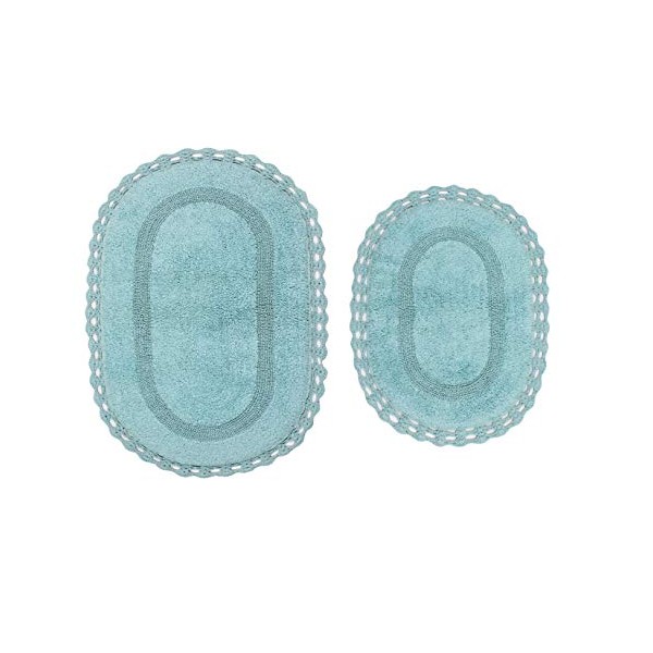 Home Weavers Hampton Crochet Bathmat Collection Absorbent Cotton Soft Reversible