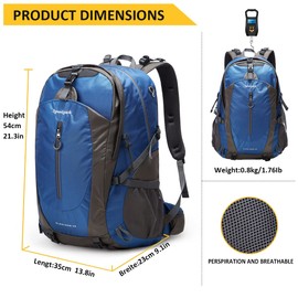 SPEEDPARK Hiking Backpack 40L Waterproof Hiking Daypack with Rain Cover, Outdoor Trekking Travel Backpacks for Men Women