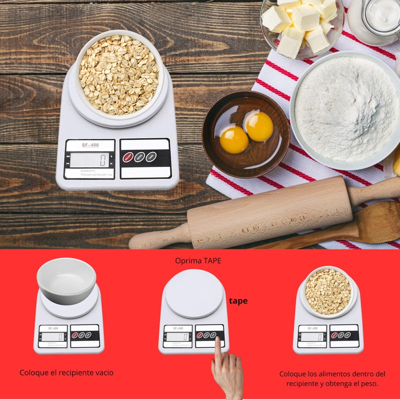 1 Báscula de Cocina Digital con Pilas incluidas, Bascula de