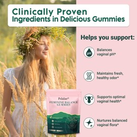 Feminine Balance Gummies for Women – Pineapple Flavor – pH Balance, Immune & Digestive Support – Vegan, Gluten-Free – 60 Gummies (30-Day Supply)