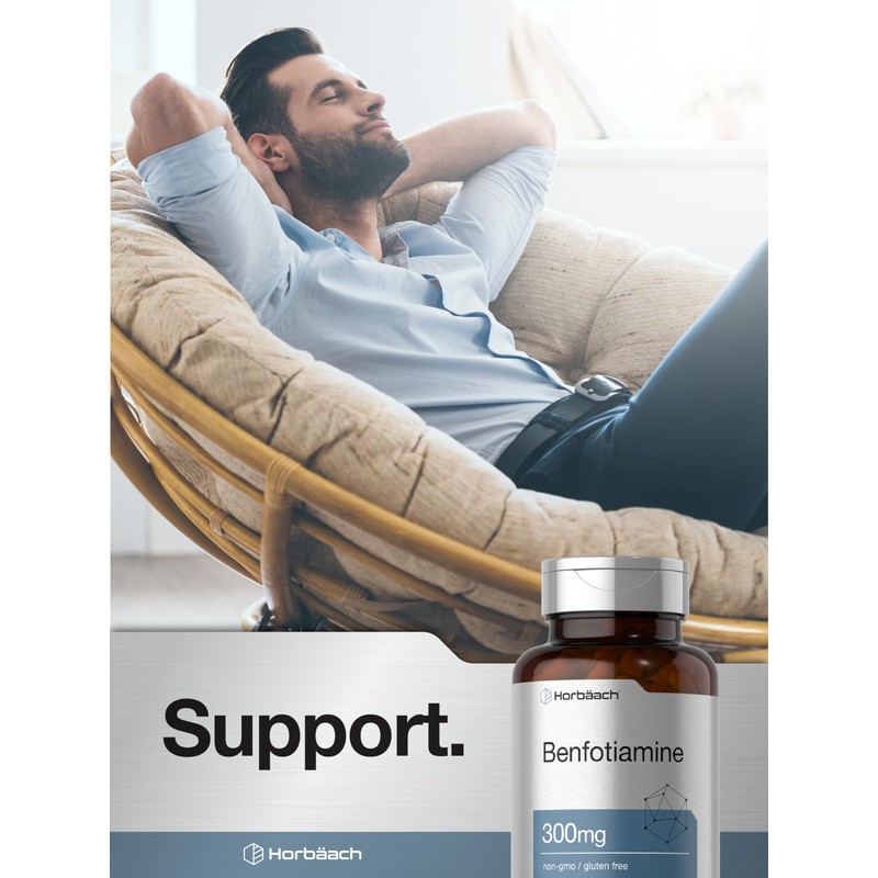 Horbaach Benfotiamine 300mg | 60 Capsules | Vitamin B1 Thiamine