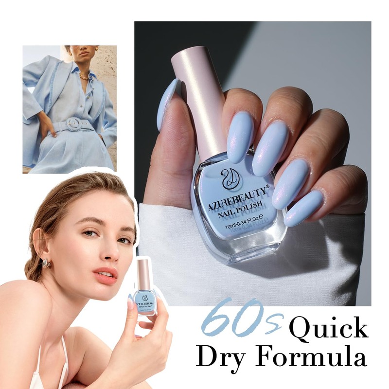 AZUREBEAUTY Nail Polish,Celestial Blue Quick Dry Complete Natural Super Lustrous