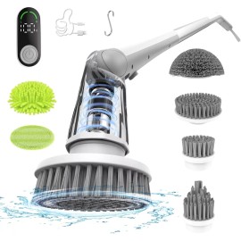 mibode Electric Spin Scrubber Cordless Bath Tub spin brush  with Handle & 7 Heads US