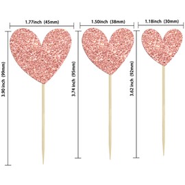 Ephlyn - Juego de 24 adornos de corazón con purpurina, corazón de San Valentín, decoración para tartas de San Valentín, boda, compromiso, despedida de soltera, suministros para fiesta de cumpleaños,