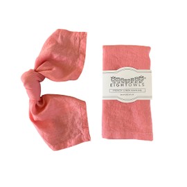 Linen Napkins –100% French Flax – Stonewashed Pure Linen Cloth Napkins - Size 18 Inch x 18 Inch – Set of 4 (Sunset Pink)
