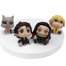 Kamado Tanjiro, Kamado Nezuko Figure, 4pieces q Version Figurine 9cm/3.5inch PVC Character Action Model Figure Statue Decoration Ornament Gifts