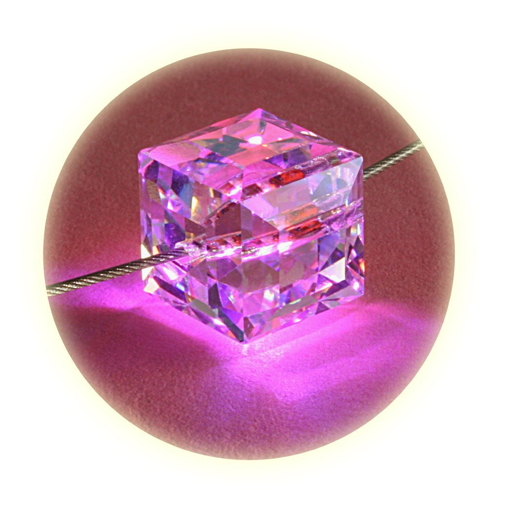Firejewel LED Crystal Cube Necklace - Pink
