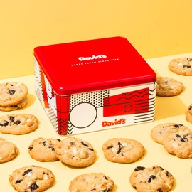 David's Cookies - 24Fresh Baked Cherry with White Chip Cookies Gourmet Gift Basket - Christmas, Holiday & Corporate Food Tin - Idea For Men & Women - Certified Kosher - 2 lb