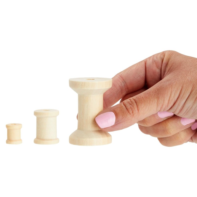 Bright Creations Empty Wooden Spools for Crafts in 3 Sizes