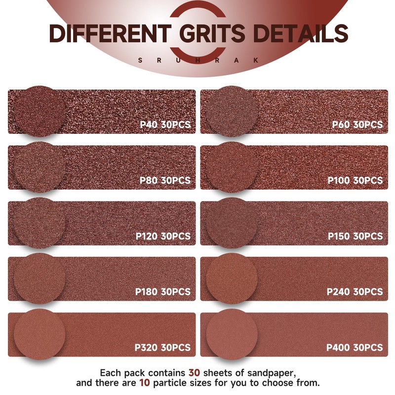 Sruhrak 30 Pcs 180mm Sanding Discs 120 Grit, 7 In