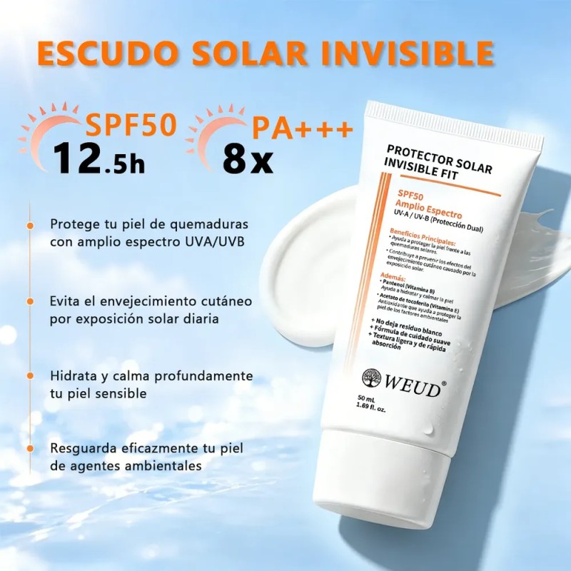 Weud Bloqueador Solar Invisible Fit Sun Cream Spf50 50ml 2pc