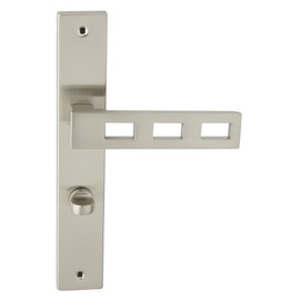 domino Door Handle 78 Door Handle Set Toilet Bathroom Set Left & Right Door Fitting for Toilet / Bathroom Doors L Shape Aluminium Door Fittings Silver Door Handle Set TRE M9