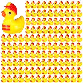 VioraWhite 100 Pcs Themed Ducks Mini Resin Ducks Figures Tiny Resin Figures Party Favors Party Decorations for Crafts Making DIY Miniature Landscape Micro Decor Gifts (Firefighter)