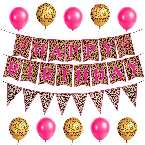 Leopard Party Decorations Set, Cheetah Happy Birthday Banner, Cheetah Print