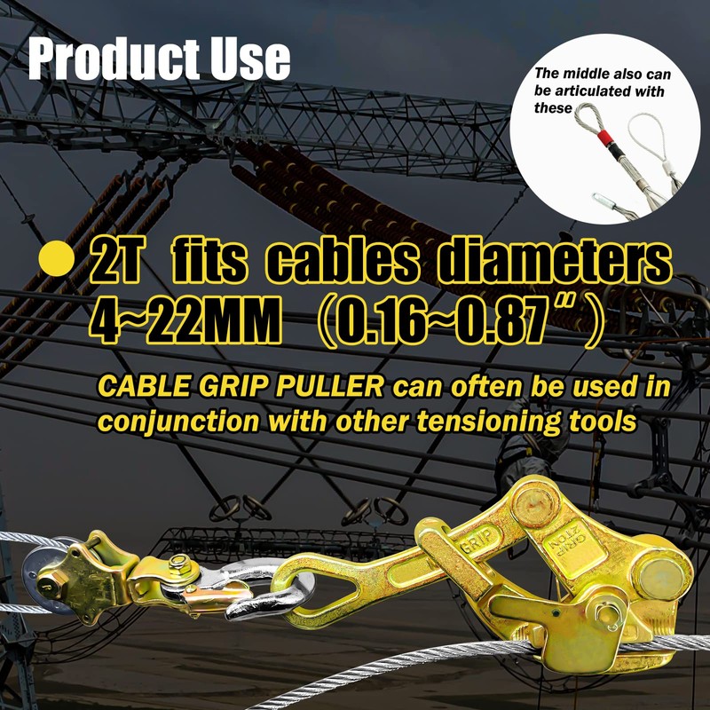 FITHOIST 2PCS 4400Lbs Cable Puller Steel Wire Grip, 2 Ton