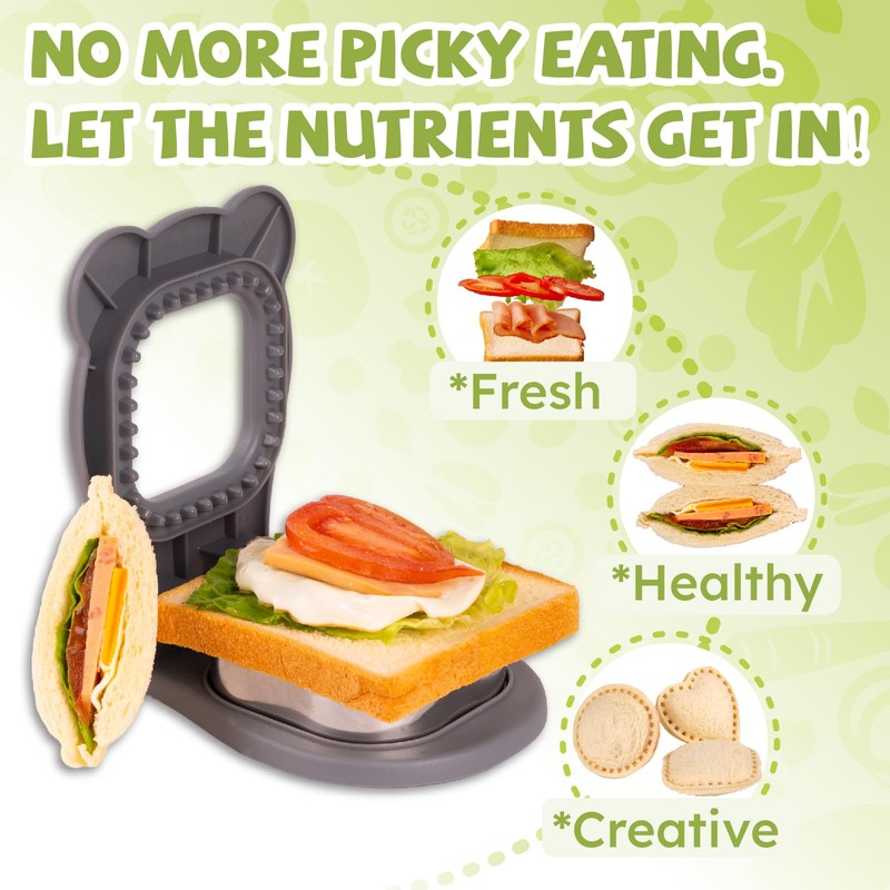 Uncrustables Sandwich Maker Sealer Cutter, Crustless Sandwich Cutter, PB&J Uncrustable