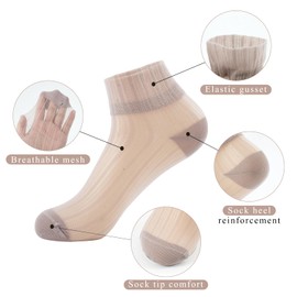 5 Pairs Pop Socks Ankle Sheer Socks Summer Breathable Summer Thin Sock for Women Girls