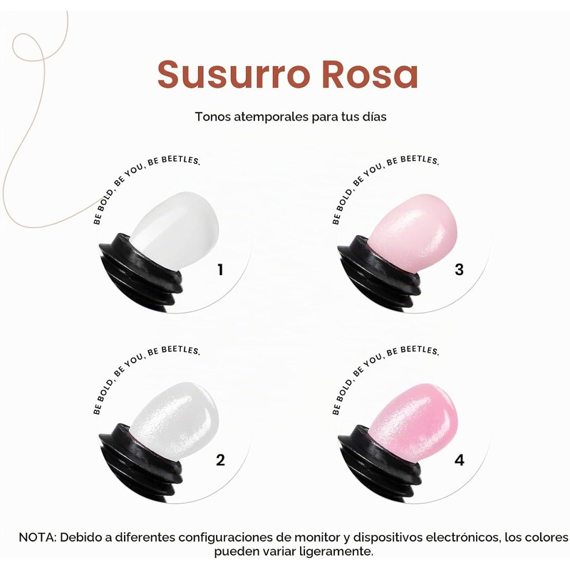 Beetles Kit Polygel para Uñas 4 Colores con Base y