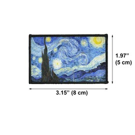 WIRESTER 2 Pieces Rectangle Fabric Patches Repair Patches Embroidered Sew Iron on Patch with Black Border for Shirts, Jeans, Bags, Hats, Clothes - The Starry Night Van Gogh