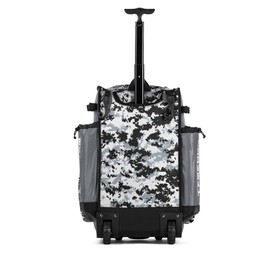 Boombah Rolling Superpack Baseball/Softball Gear Bag - BRSP2CMC23 Digital Camo Gray/Black - Telescopic Handle - Holds 4 Bats - Wheeled Version