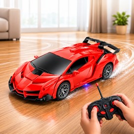 2.4GHz RC Transforming Car Robot Toy – One-Button Deformation Racing Vehicle with 360° Stunts, LED Lights & Sound
