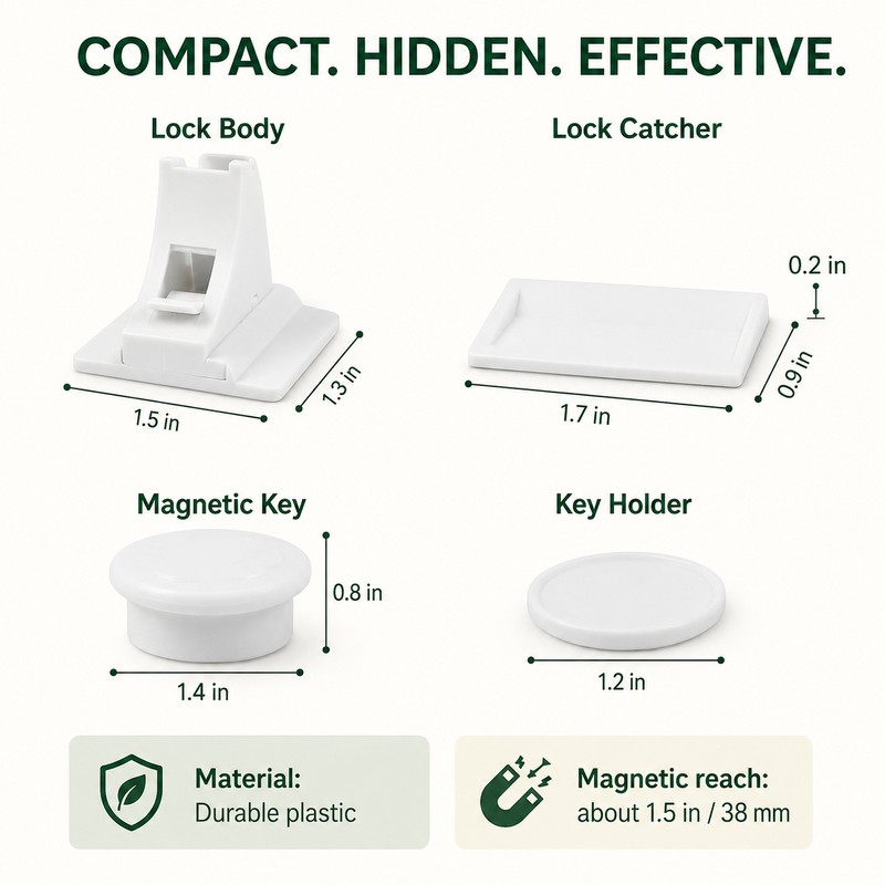 Magnetic Child Safety Cabinet Locks with Adhesive Drawer Latches