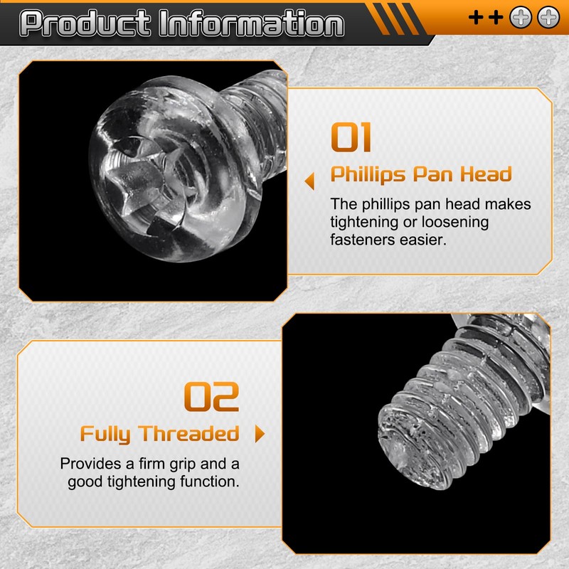 sourcing map 50Pcs M4x12mm Threaded Nylon Phillips Cross Pan Head