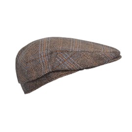 Charlton's of Northumberland - Tweed Cragside Flat Cap w/Foldable Ear Flaps - Brown/Beige Check - XXL (61cm)