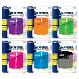 BAZIC Pencil Sharpener Dual Blades w/Receptacle, Standard & Jumbo Size Pencils Crayon, Double Blade Sharpeners for Office School, 24-Pack