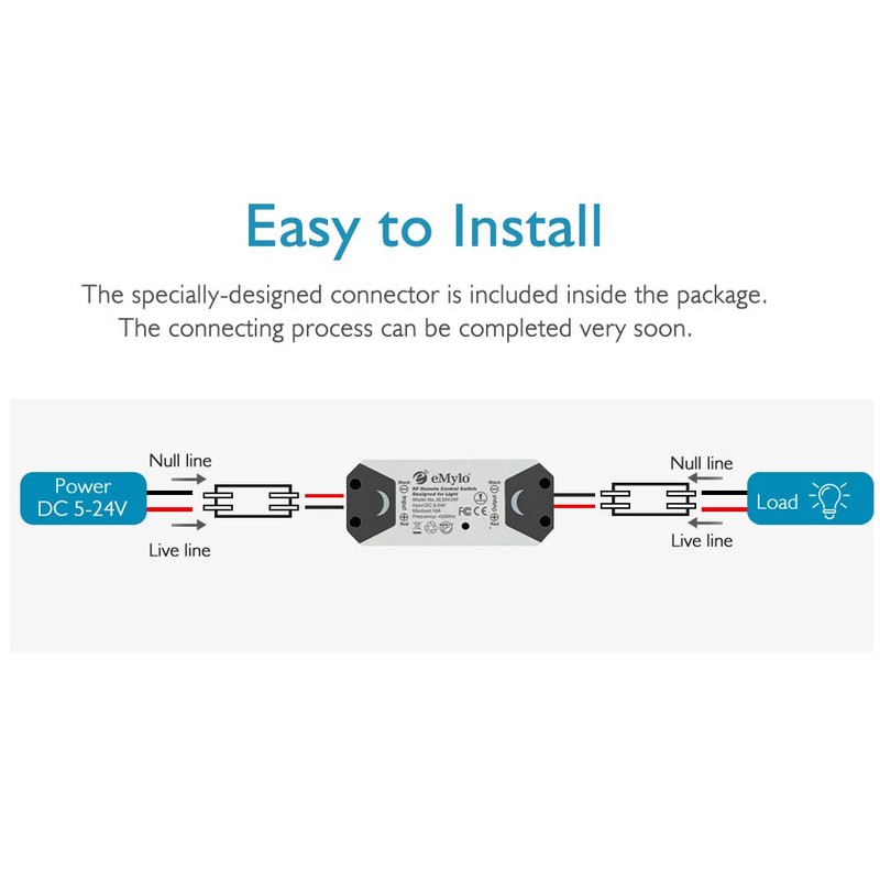 eMylo Smart Wireless Relay Switch DC 12V RF Relay Module