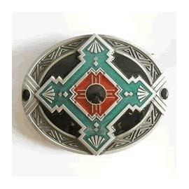 Native American Indian Art Belt Buckle (WT-059)