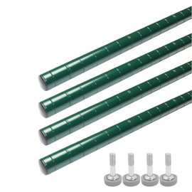 TrueCraftware- 8” Green Epoxy Wire Shelving Posts with Leveling Foot Set of 4- Commercial Shelves Wall Mounted Metal Shelving for Restaurant Bar Utility Room Kitchen and Garage