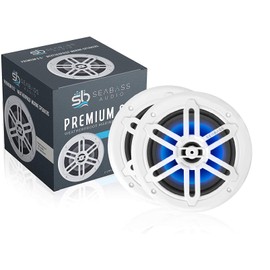 SEABASS Premium 6.5” 2-Way Weatherproof Marine Speakers w/LED Lighting (2-Pack)