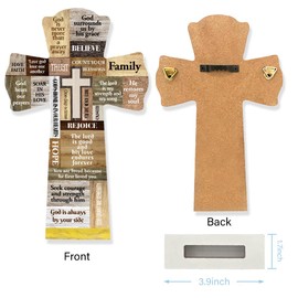Qswo Inspirational Bible Verse Wooden Crosses,Christians Cross Wall Decor,Cross Desk Decor,Faith Bible Verse Wooden Crosses,Rustic Christian Cross Wooden Hanger,Wooden Crosses Table Decor