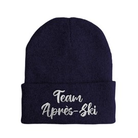 tshirtladen Hat - Team Après-Ski - Beanie One Size - Winter Hat Soft Touch - Embroidered Sayings Hat - Choice of Colours - Funny Hat, navy, Unit size