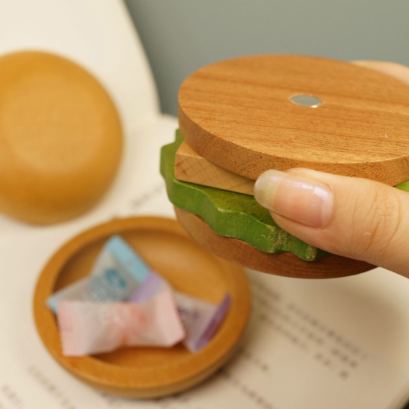 Hamburger Coaster Set Heat Insulation Cute Exquisite Wood Drink Coasters