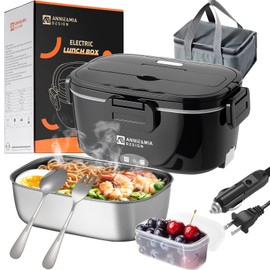 Annie & Mia Design 50-Ounce Electric Lunch Box for Adults, Portable Food Warmer for men Heated Lunch Box for Adults, Home/Car/Office/Truck Use, Lonchera Eléctrica Portátil