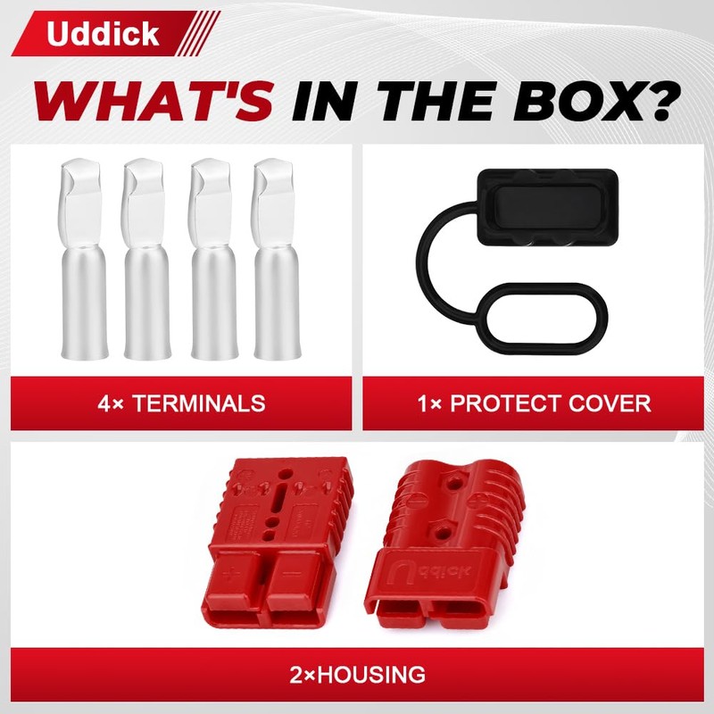 Uddick 2PCS 175A 1/0-4 Gauge Battery Cable Quick Connect/Disconnect Connector