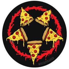 Pizza Pentagram Decal- for Cars, Laptops, and More! - Use Inside or Outside - Sicks to Any Flat Smooth Surface