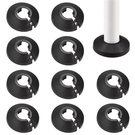 JEYORZY Pack of 10 Single Heating Pipe Rosette, Heating Pipe Cover, Cover Rosettes, Heating, Trim, Radiator Rosettes, Black Polypropylene, Black (16 mm)