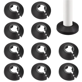 JEYORZY Pack of 10 Single Heating Pipe Rosette, Heating Pipe Cover, Cover Rosettes, Heating, Trim, Radiator Rosettes, Black Polypropylene, Black (16 mm)