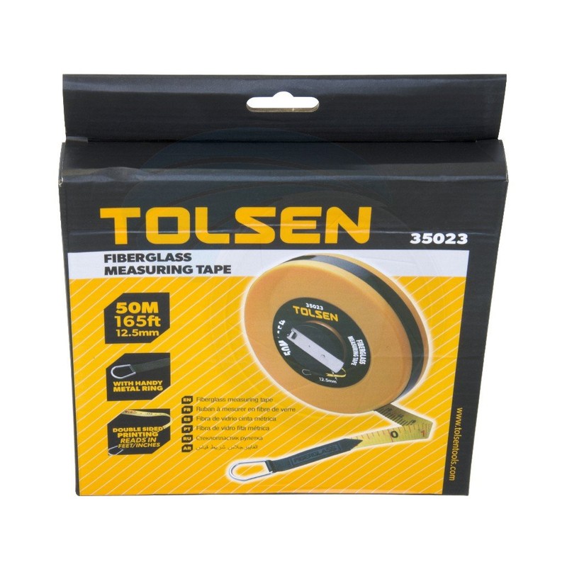 TOLSEN 50M 165FT Constriction Imperial Metric Fiberglass Measuring Tape Reel