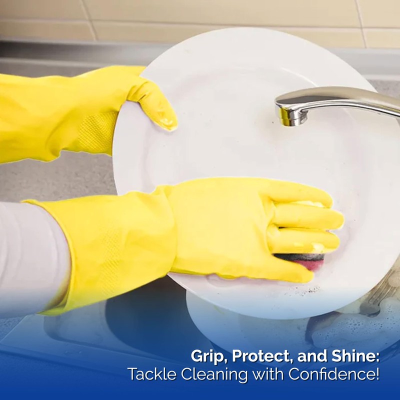 HOMESHOPA Household Rubber Gloves, 1 Pair Yellow Extra Thick Cleaning
