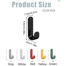 PENGYIP 12Pcs White J-Shaped Wall Hooks, Heavy Duty, Rust Resistant, Adjustable Easy Install, Modern Decorative Storage Hooks for Bathroom, Bedroom, Kitchen, Study, Entrance