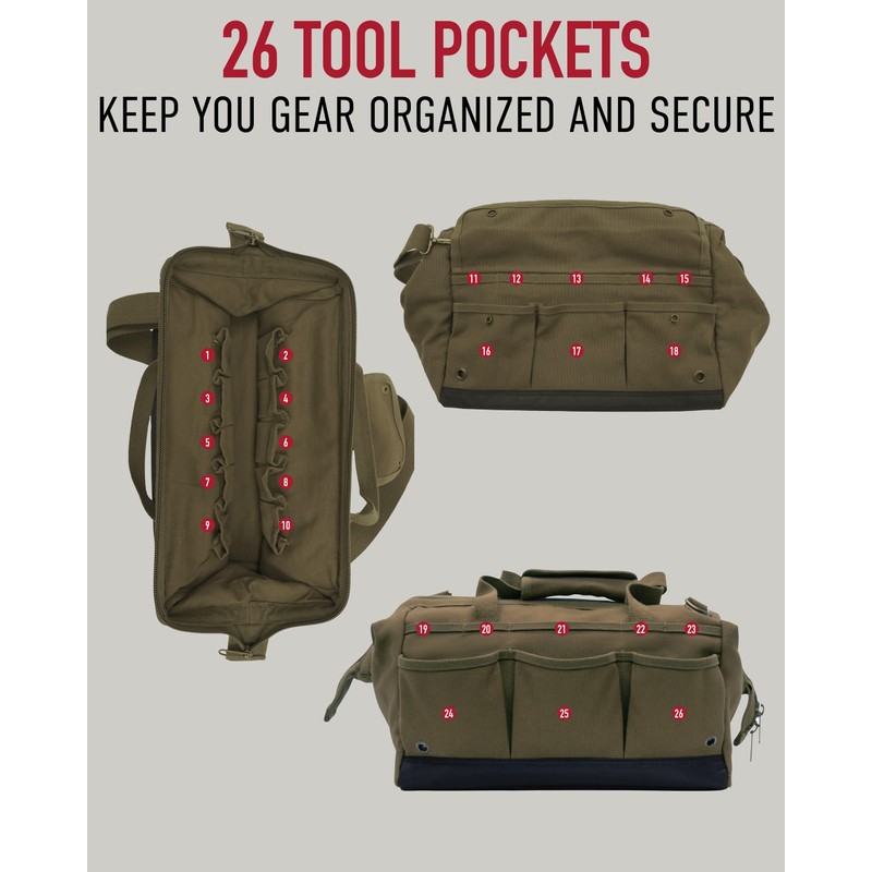 Rothco Renovator Tool Bag – 26 Tool Pocket Canvas DIY