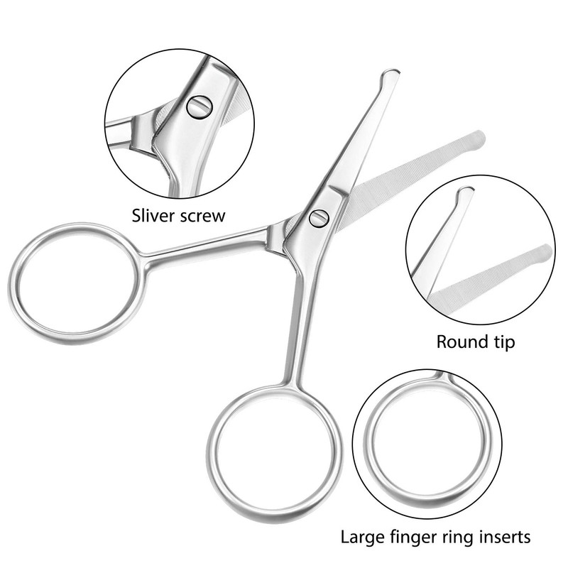 Mudder 3 Pieces Nose Hair Scissors Rounded Tip Scissors Facial