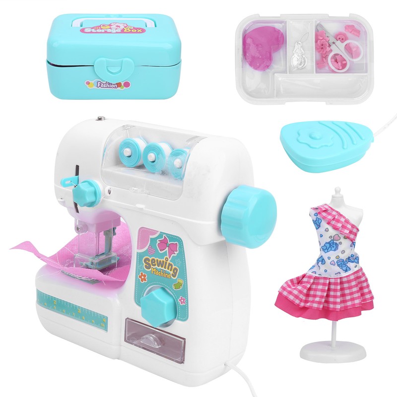 Kids Sewing Machine Toy Kit Portable W/Model Tape Scissor Threader